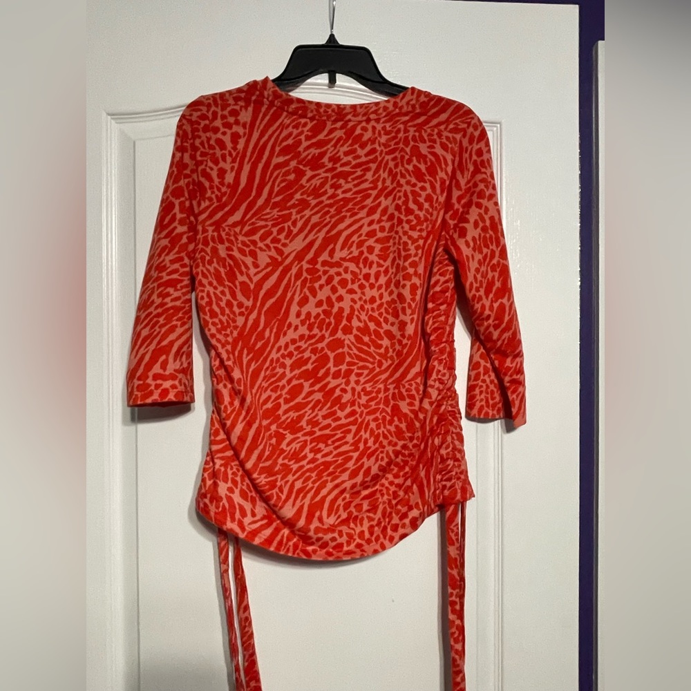 Sportelle Orange Animal Print Blouse - Picture 2 of 5